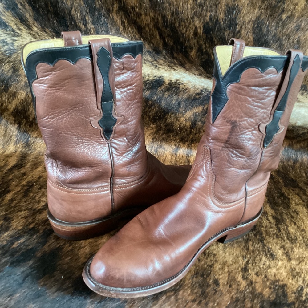 Lucchese X J Gilbert Cowboy Western Roper Boots Brown Size 11 Made In USA RARE! - Picture 8 of 12